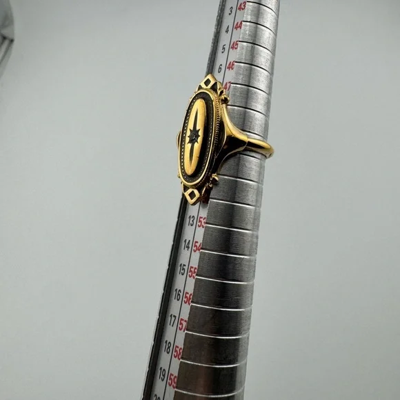 VTG AVON Kensington Victorian Art Deco Ring Rhinestone Gold Tone Adjustable 5-7 - Picture 6 of 7